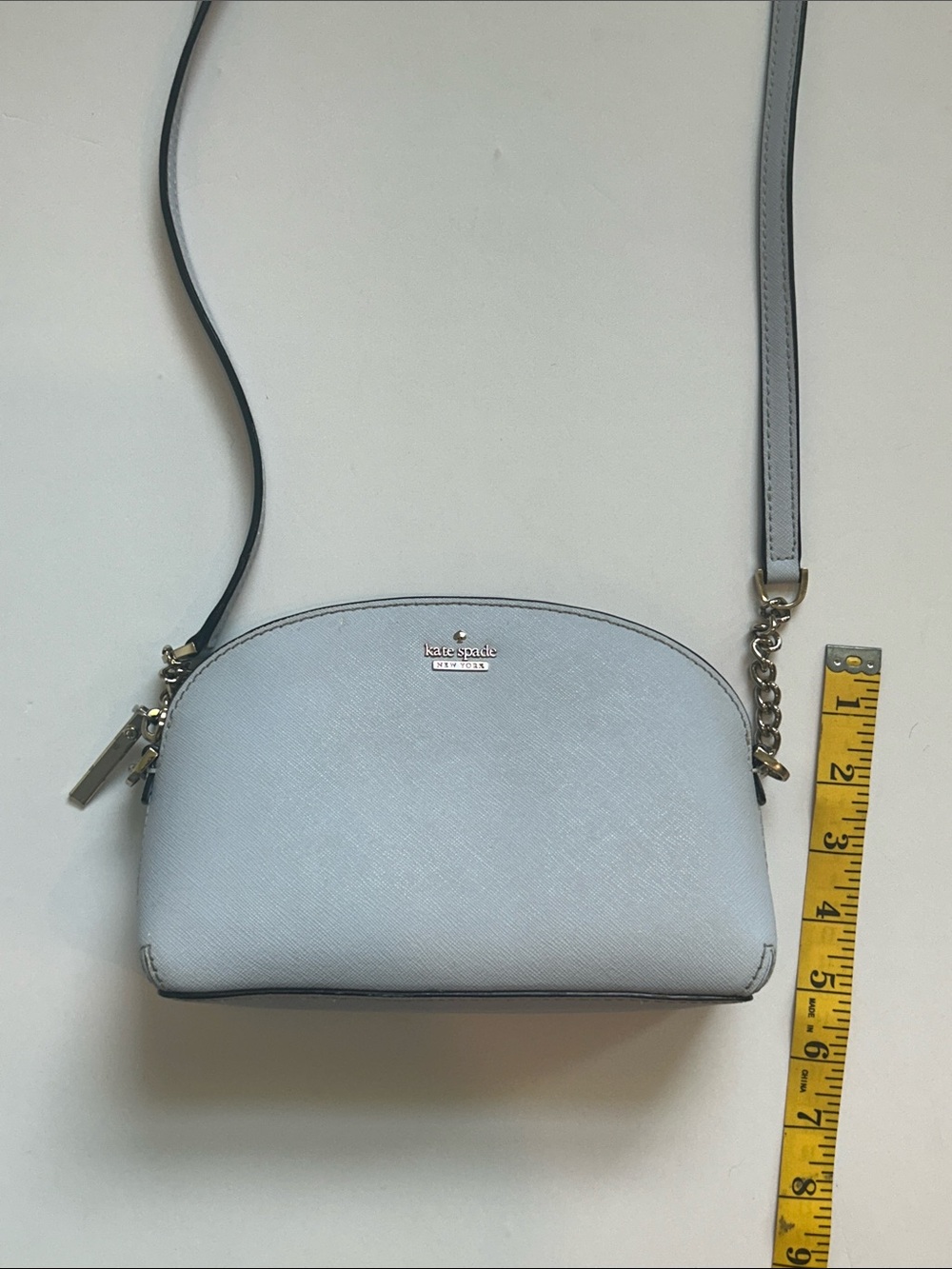 kate spade Blue/grey Leather Dome Crossbody with Gold Chain - Picture 2 of 11